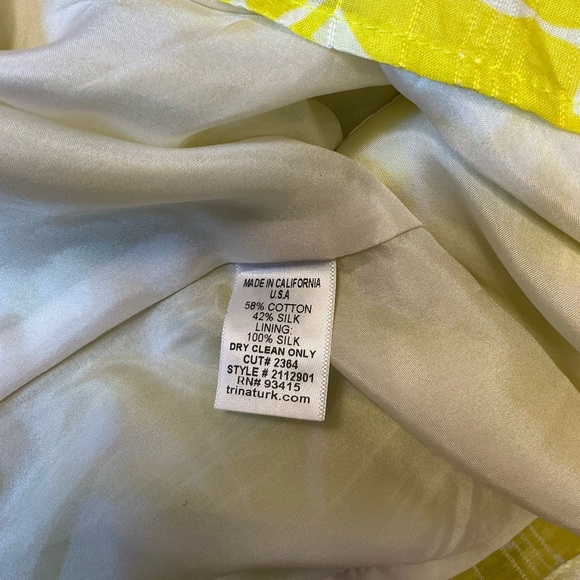 Trina Turk Floral Strapless Silk Blend Top in Yellow and White - Picture 2 of 4